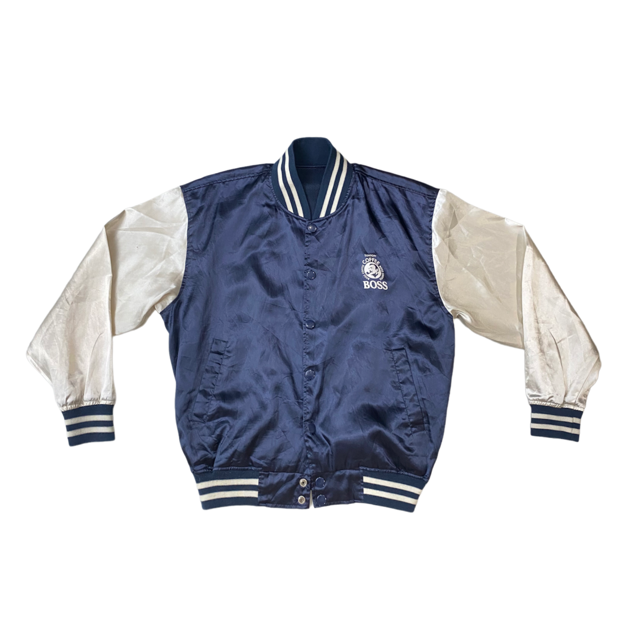 SUNTORY COFFEE BOSS ナイロンスタジャン 90s ビンテージ Vintage Boss Coffee Light Nylon Varsity Jacket – Everwood