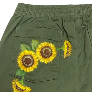 Hand-painted Sunflowers Relax Pants No.135 (size 30-33)