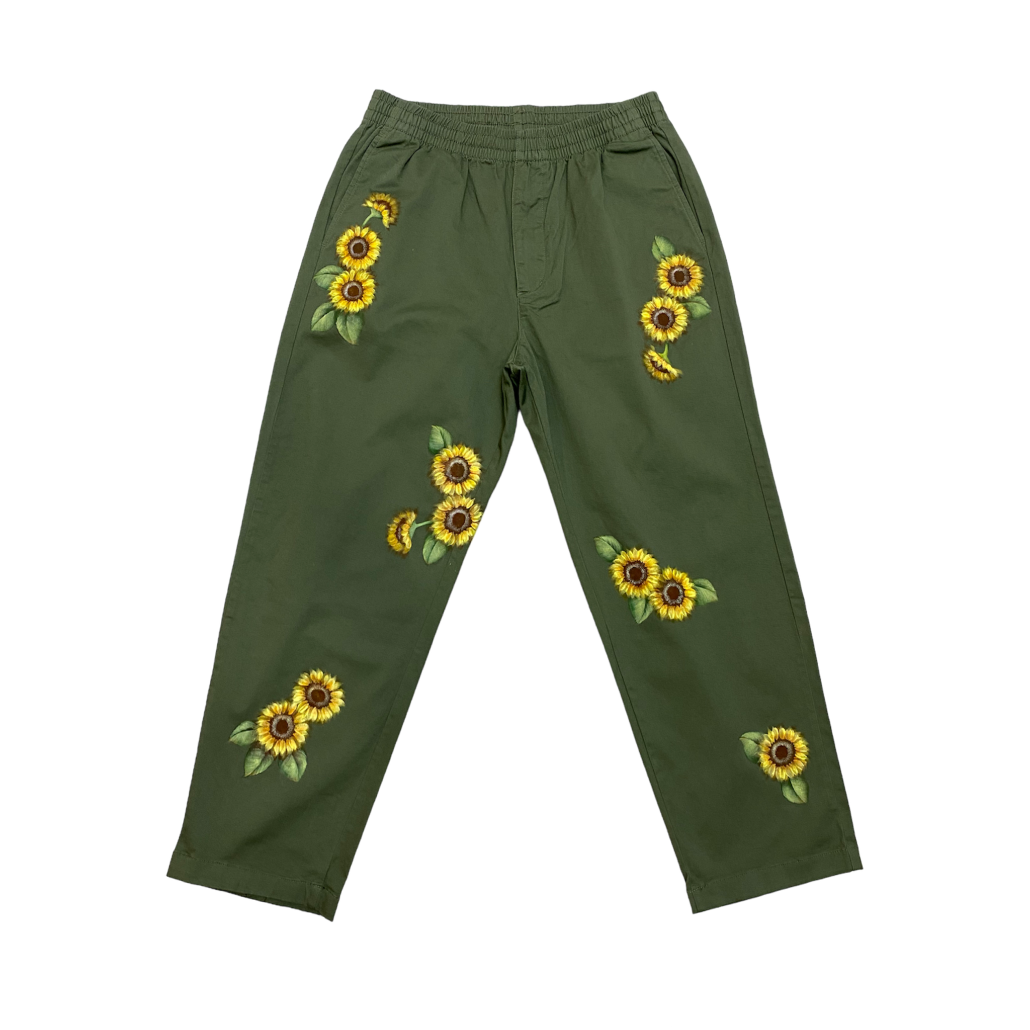 Hand-painted Sunflowers Relax Pants No.135 (size 30-33)