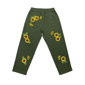 Hand-painted Sunflowers Relax Pants No.135 (size 30-33)