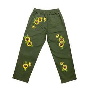 Hand-painted Sunflowers Relax Pants No.136 (size 30-33)