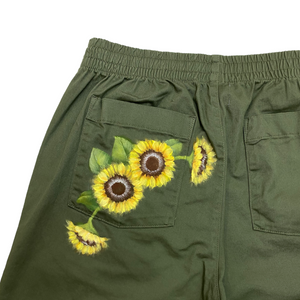 Hand-painted Sunflowers Relax Pants No.136 (size 30-33)