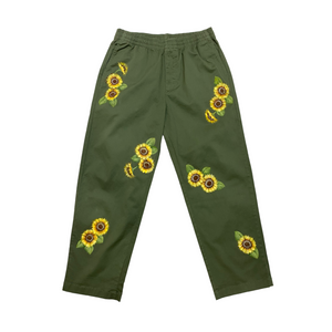 Hand-painted Sunflowers Relax Pants No.136 (size 30-33)