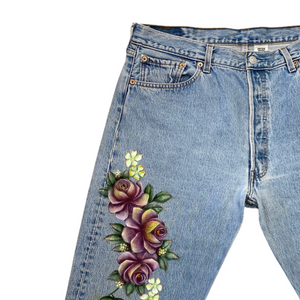 Hand-painted English Roses Vintage Denim No.101 (size37)