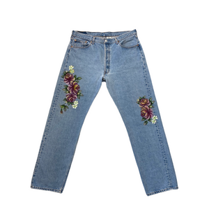 Hand-painted English Roses Vintage Denim No.101 (size37)