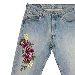 Hand-painted English Roses Vintage Denim No.115 (size32)